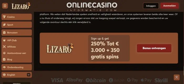 Een snelle blik op Lizaro Casino